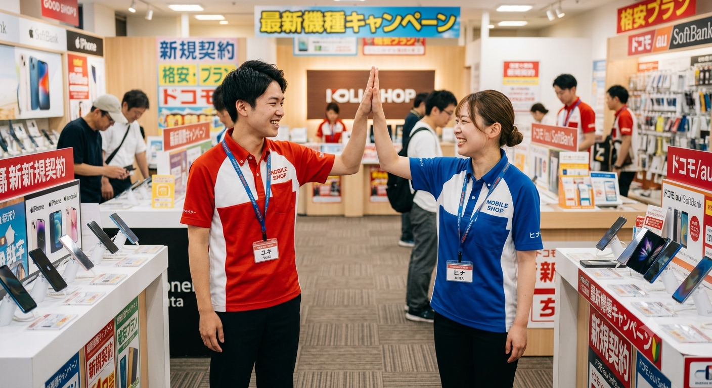 携帯ショップでの喳務シーン